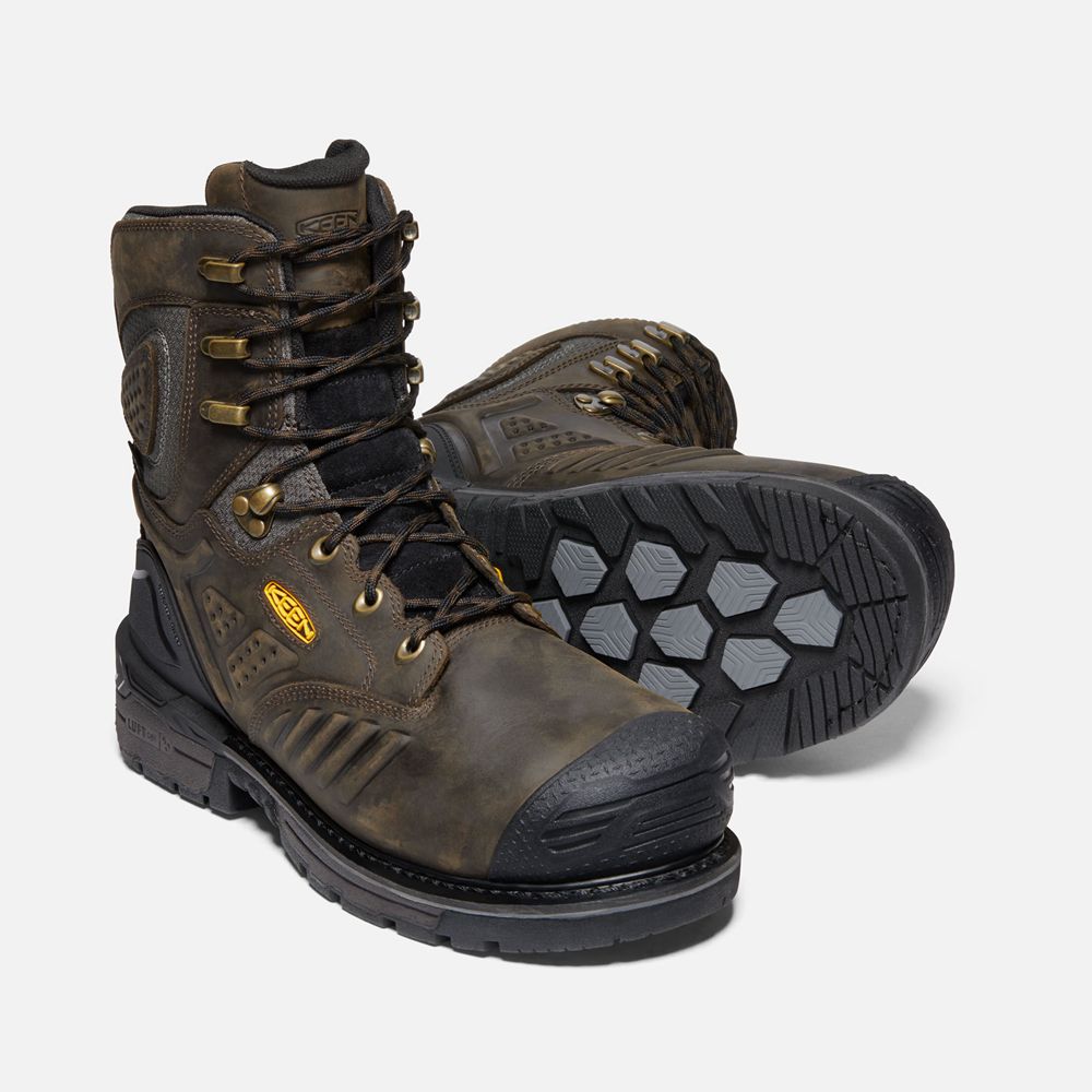 Botte de Travail Keen Homme Noir Marron | Philadelphia 8\" Waterproof (Carbon-Fiber Toe) | UVJAT-8603